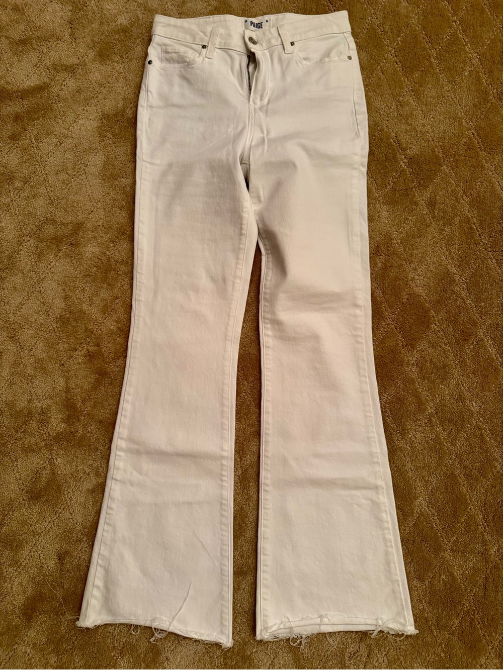 PAIGE Women's White Flare High Rise Laurel Canyon White Jeans